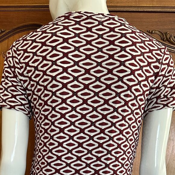 ZARA Printed Dress Dark Red & White Geometric Pattern Size Small - Picture 5 of 9